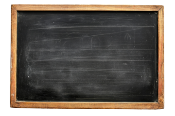 black new chalkboard on transparent background