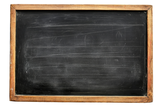 black new chalkboard on transparent background