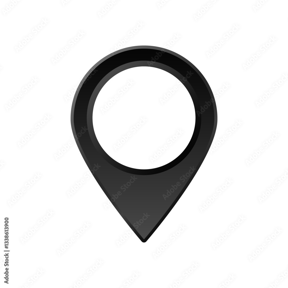 Poster A simple black location pin icon design commonly used for navigation and marking positions on maps.