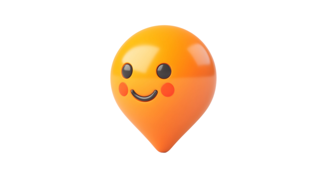 Large 3D location pin, navigation and direction marker, bold design, Transparent Background PNG