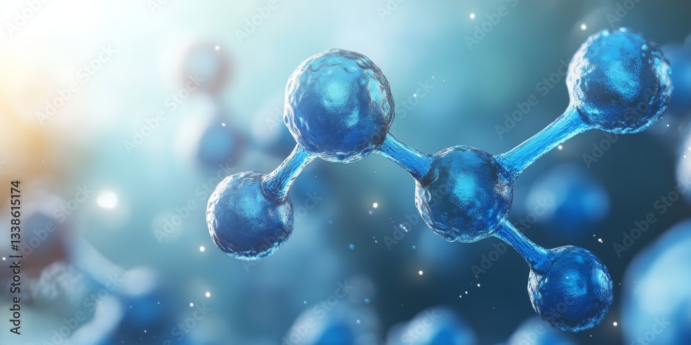 Poster glowing molecular structure of atoms, an abstract rendering of science with connected nodes