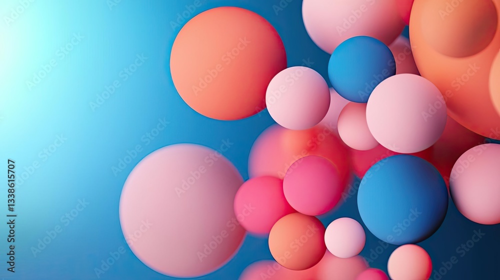 Aufkleber surrealist art abstract background concept. colorful abstract spheres on a blue background for moder