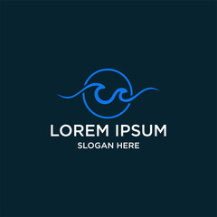 Abstract Blue Logo Design With Water Waves