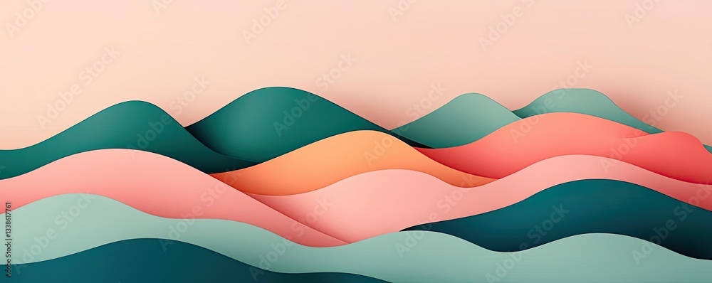Poster Surrealist art abstract background concept. Colorful abstract wave pattern design with soft curves and smooth gradients.