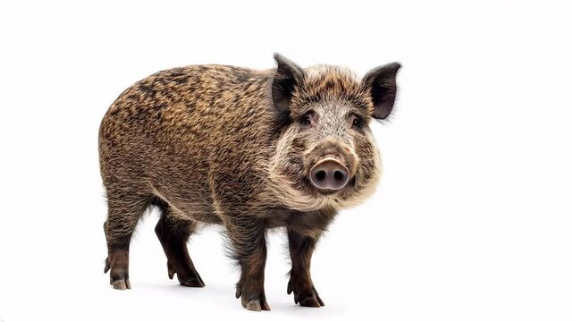 wild boar isolated on white background, wild boar studio shot