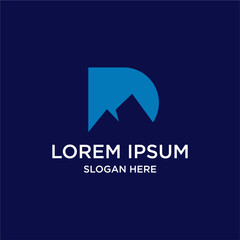 Abstract Blue Mountain Logo Design