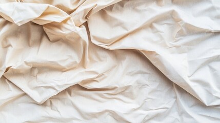 Obraz premium Beige fabric crumpled texture, background, textile, design, home decor, soft, wrinkled, close-up