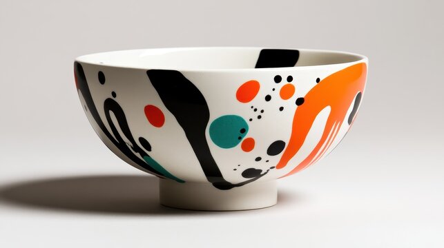 A stylish bowl characterized by its bold patterns and artistic design, merging functionality with aesthetics to become a standout piece in any setting.