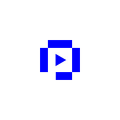 Abstract Blue Pixelated Play Icon