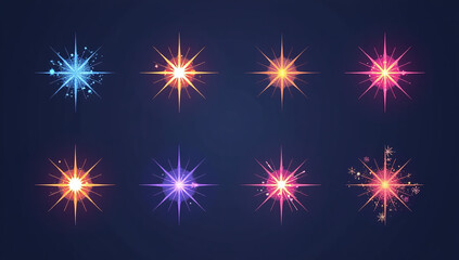 abstract sparkle icons star shapes elements available vector format use various designs
