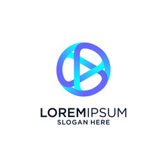 Abstract Blue Purple Gradient Circle Logo Design