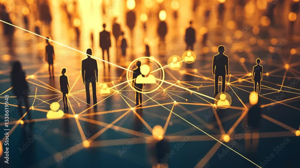 Poster A captivating and engaging visualization of a complex digital network, featuring silhouettes that powerfully illustrate the interconnectedness found within a technologydriven business environment