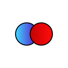 Two circles, one blue and one red, overlap with bold outlines