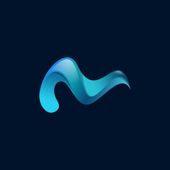 Abstract Blue Wave Logo Design