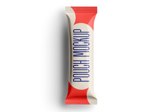 Vertical Bar Pouch Mockup &ndash; Minimal Snack Packaging Template for Protein or Cereal Bars