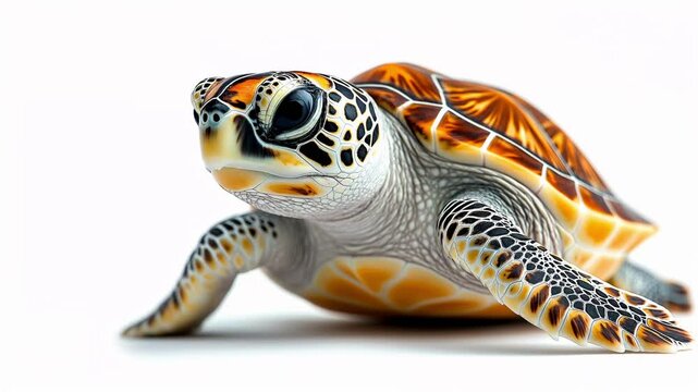 turtle on white background, studio video