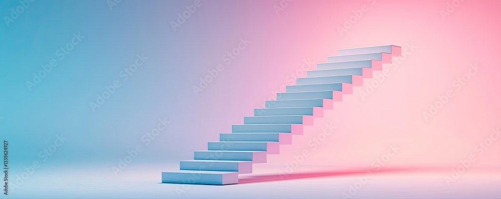 Poster surrealist art abstract background concept. a minimalist staircase creates a surreal atmosphere with