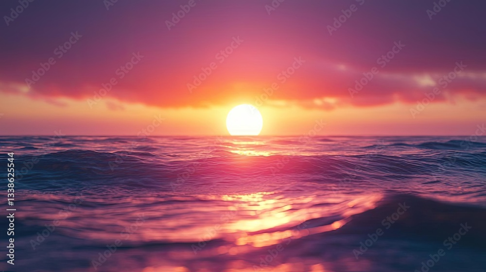 Poster sunset landscape abstract background idea. vibrant sunset over calm ocean waves, creating a serene a