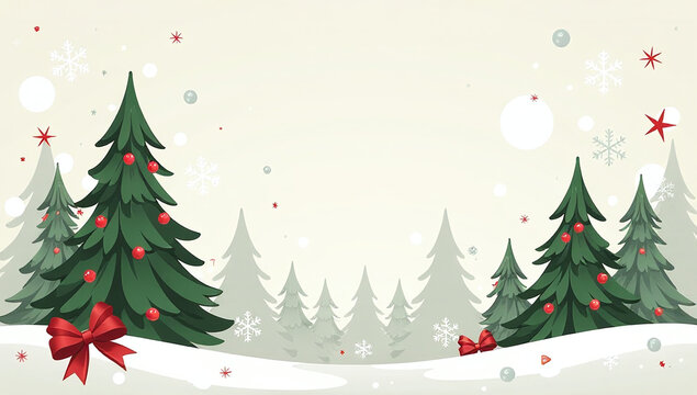 Naklejki classic christmas vector art features trees bows snowflakes festive holiday