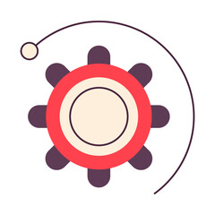 A Stylized Gear Symbol Accompanied by an Orbiting Element to Enhance the Design Concept