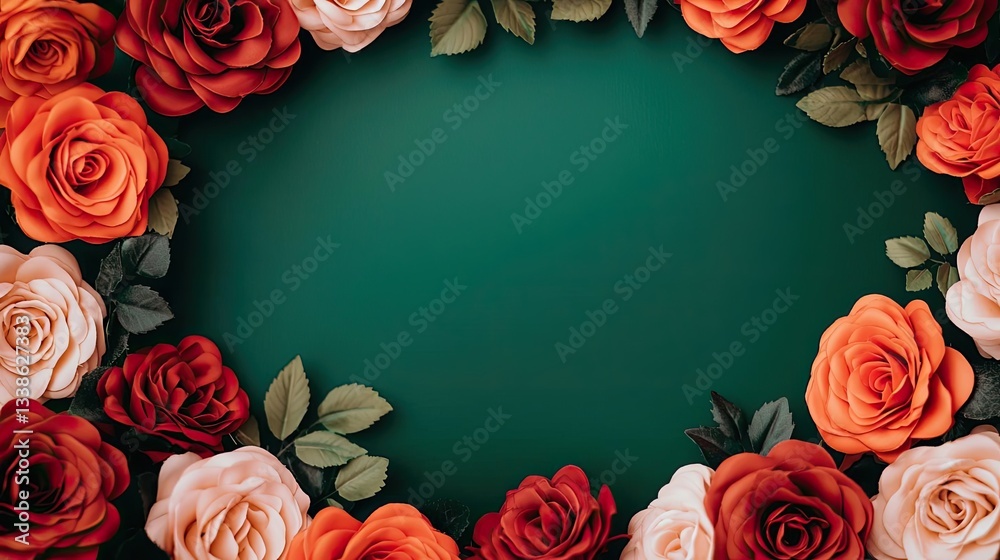 Aufkleber negative space design abstract background concept. a vibrant arrangement of roses creating a beautif