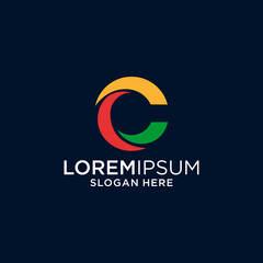 Abstract Circular Logo Design With Colorful Letter C