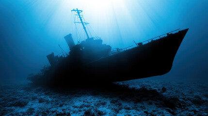 Sunken Shipwreck on Ocean Floor