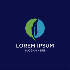 Abstract Circular Logo Design With Feather Symbol