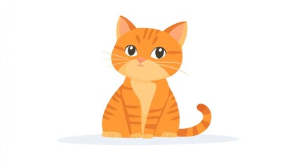 Obraz premium Cute orange tabby cartoon cat sitting