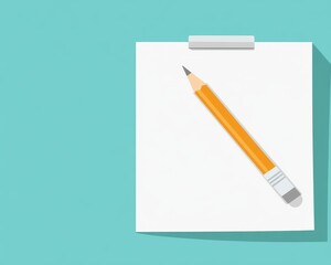 A Simple Clipboard with Blank Paper and a Yellow Pencil on Surface