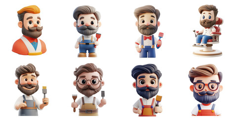 Baber png isolated set in plasticine transparent using for job presentation.