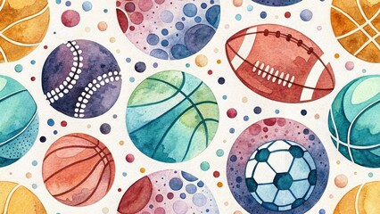 Obraz premium Vintage Watercolor Sports Circle Background: Artistic Retro Athletic Design