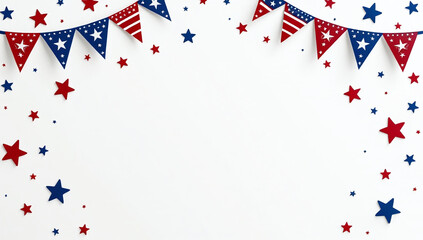 Obraz premium decorated stars flags greet americans holiday days like fourth july banners online cards