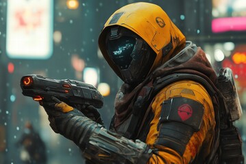 Astronaut exploring a distant planet with a golden sky