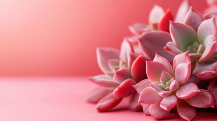Fototapeta premium A stunning close-up of beautiful pink succulents highlights their intricate details and soft tones, creating a serene atmosphere and showcasing natural elegance.