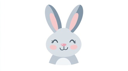 Cute cartoon bunny face, cheerful expression,  ideal for children's product