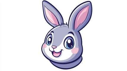 Obraz premium Cute cartoon bunny head against white background. Possible use children's book illustration