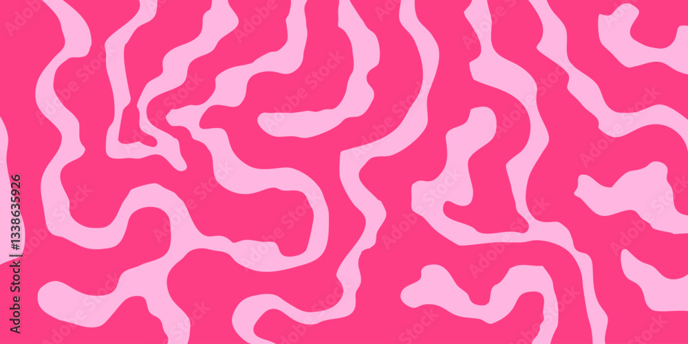 Poster Abstract Geometric Wavy Background. Cool Funky Art Vector Design. Groovy Trippy Hippy Pattern. Psychedelic Y2k Texture. Retro Fun Bg.