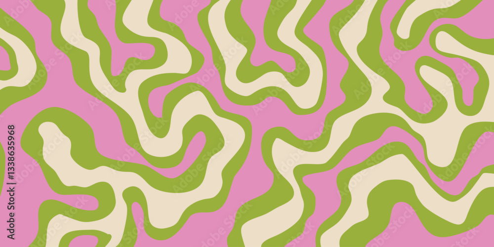 Poster abstract geometric wavy background. cool funky art vector design. groovy trippy hippy pattern. psych