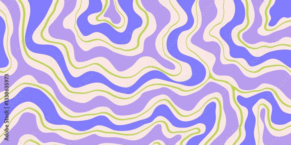 Poster abstract geometric wavy background. cool funky art vector design. groovy trippy hippy pattern. psych