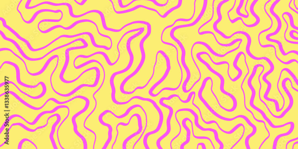 Leinwandbilder Abstract Geometric Wavy Background. Cool Funky Art Vector Design. Groovy Trippy Hippy Pattern. Psychedelic Y2k Texture. Retro Fun Bg.