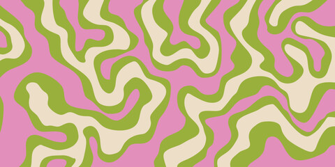 Abstract Geometric Wavy Background. Cool Funky Art Vector Design. Groovy Trippy Hippy Pattern. Psychedelic Y2k Texture. Retro Fun Bg.