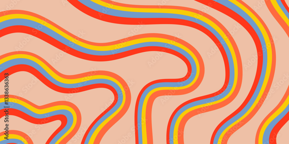 Fototapete rainbow wavy abstract backgound. cool colorful playful texture. groovy psychedelic stripes. y2k funn