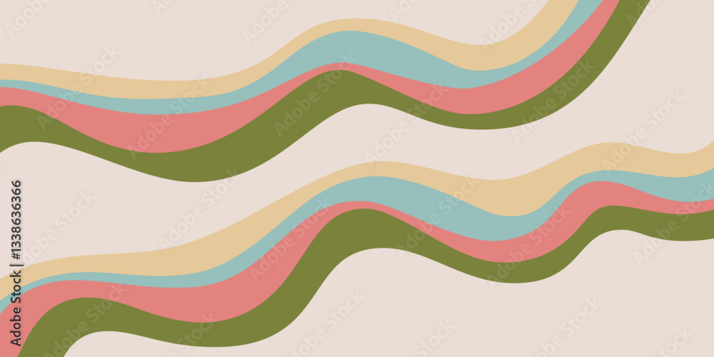 Poster Rainbow Wavy Abstract Backgound. Cool Colorful Playful Texture. Groovy Psychedelic Stripes. Y2k Funny Vector Texture. Pop Art Retro Bg.