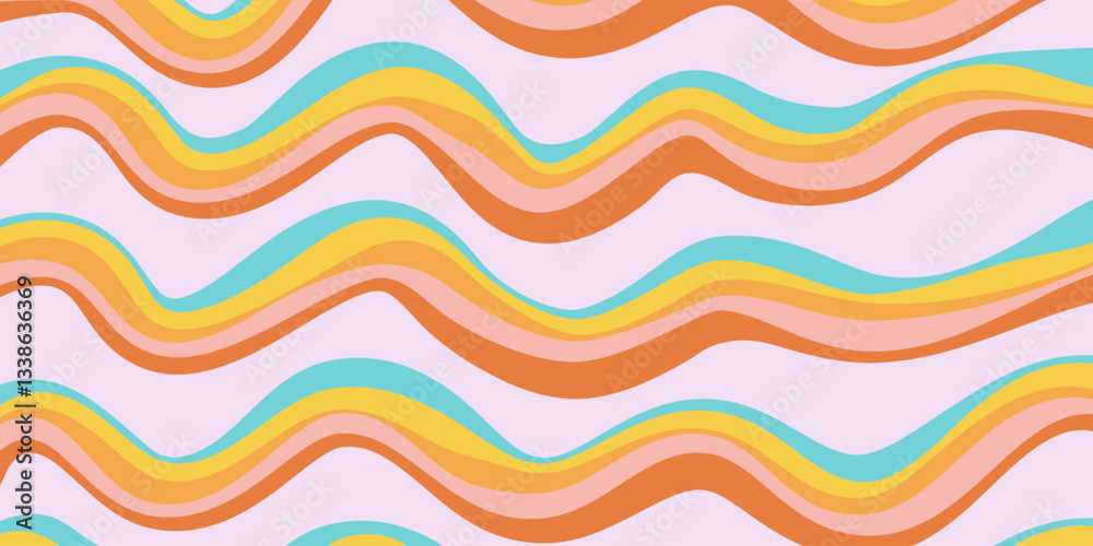 Fototapete rainbow wavy abstract backgound. cool colorful playful texture. groovy psychedelic stripes. y2k funn