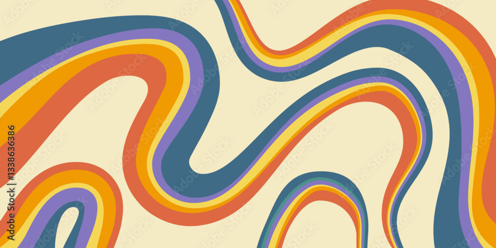 Aufkleber rainbow wavy abstract backgound. cool colorful playful texture. groovy psychedelic stripes. y2k funn