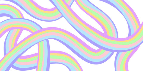 Rainbow Wavy Abstract Backgound. Cool Colorful Playful Texture. Groovy Psychedelic Stripes. Y2k Funny Vector Texture. Pop Art Retro Bg.