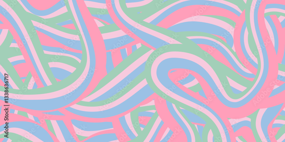 Aufkleber Rainbow Wavy Abstract Backgound. Cool Colorful Playful Texture. Groovy Psychedelic Stripes. Y2k Funny Vector Texture. Pop Art Retro Bg.