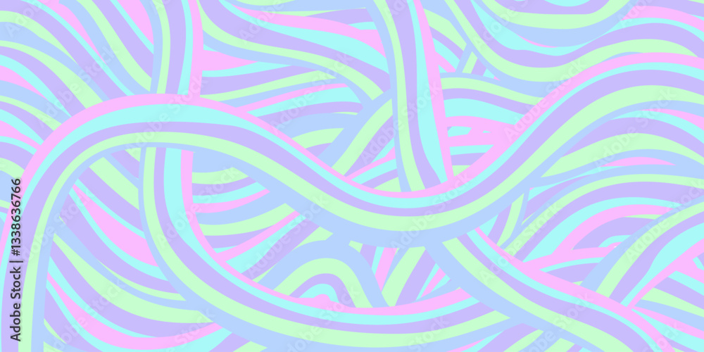 Poster Rainbow Wavy Abstract Backgound. Cool Colorful Playful Texture. Groovy Psychedelic Stripes. Y2k Funny Vector Texture. Pop Art Retro Bg.