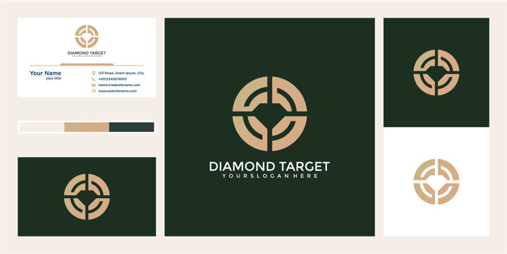 Abstract Diamond Target Logo Design Template